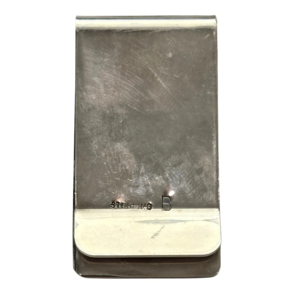 Native American Sterling Silver Bear Claw Overlay Money Clip‎ Hallmark B 24.9g